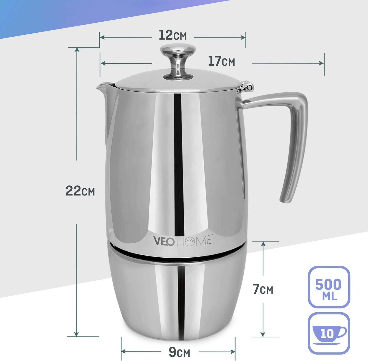 Veohome Caffettiera Induzione 10 Tazze 500 ml - immagine 7