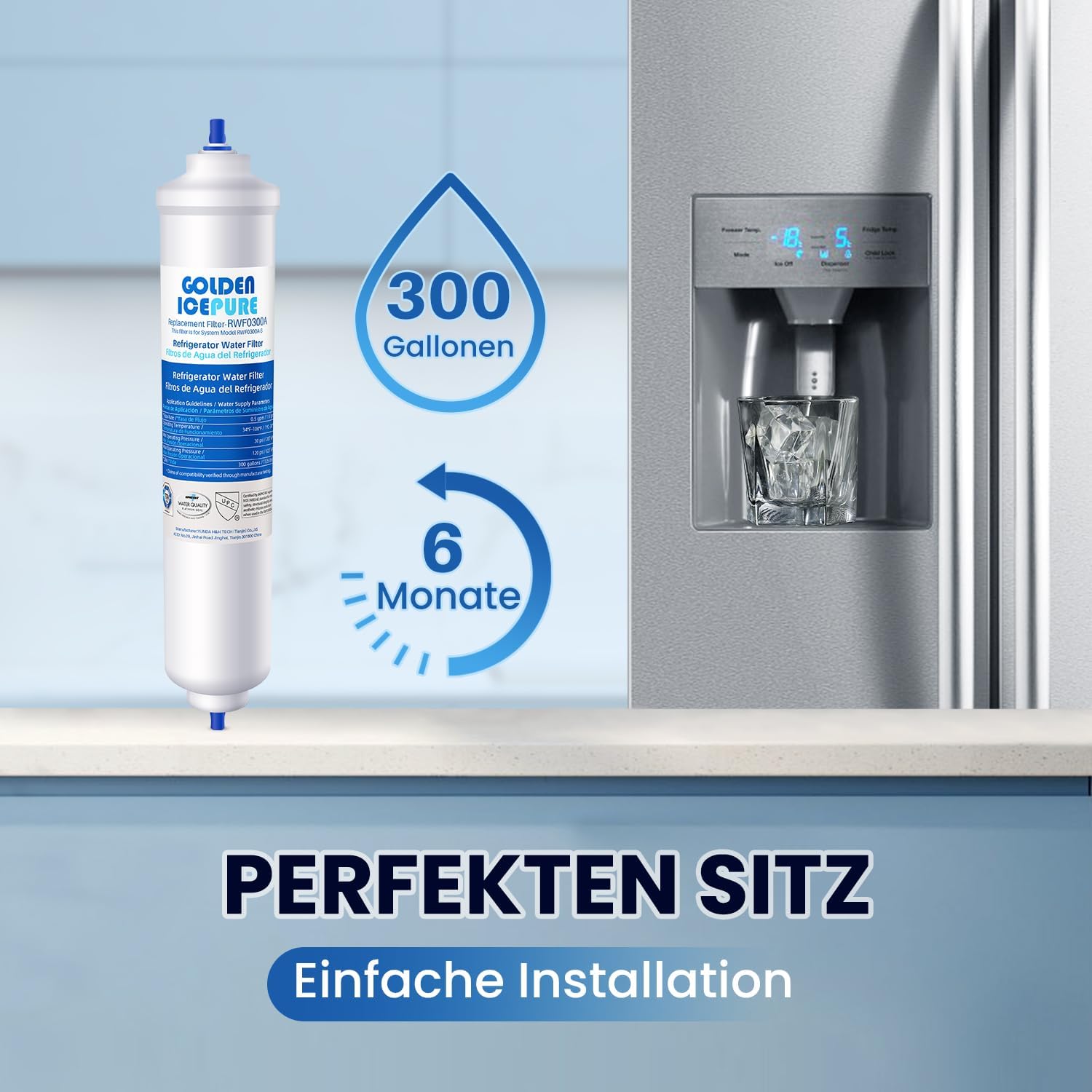 GOLDEN ICEPURE Filtro Frigorifero Compatibile Samsung, 3 pz - immagine 7