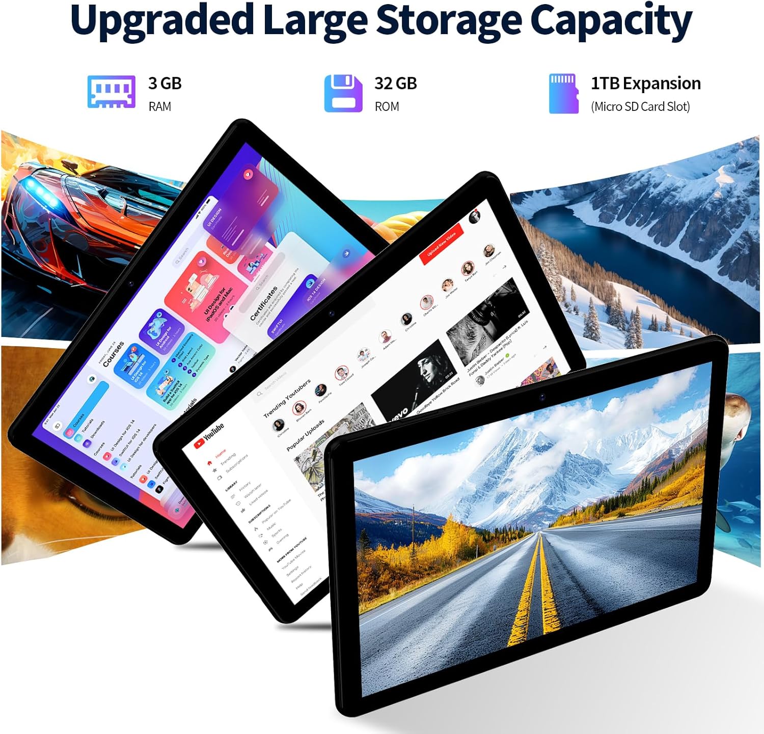 Vasoun Tablet 10 pollici Android 14 Octa-Core, Nero - immagine 6