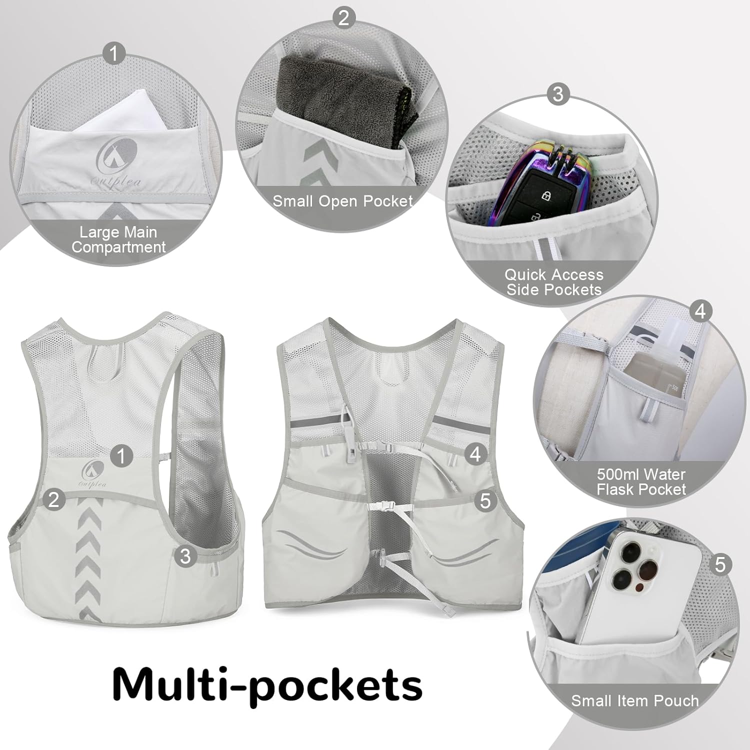 Gilet Idratazione Running con 2 Borracce 500ml - immagine 4