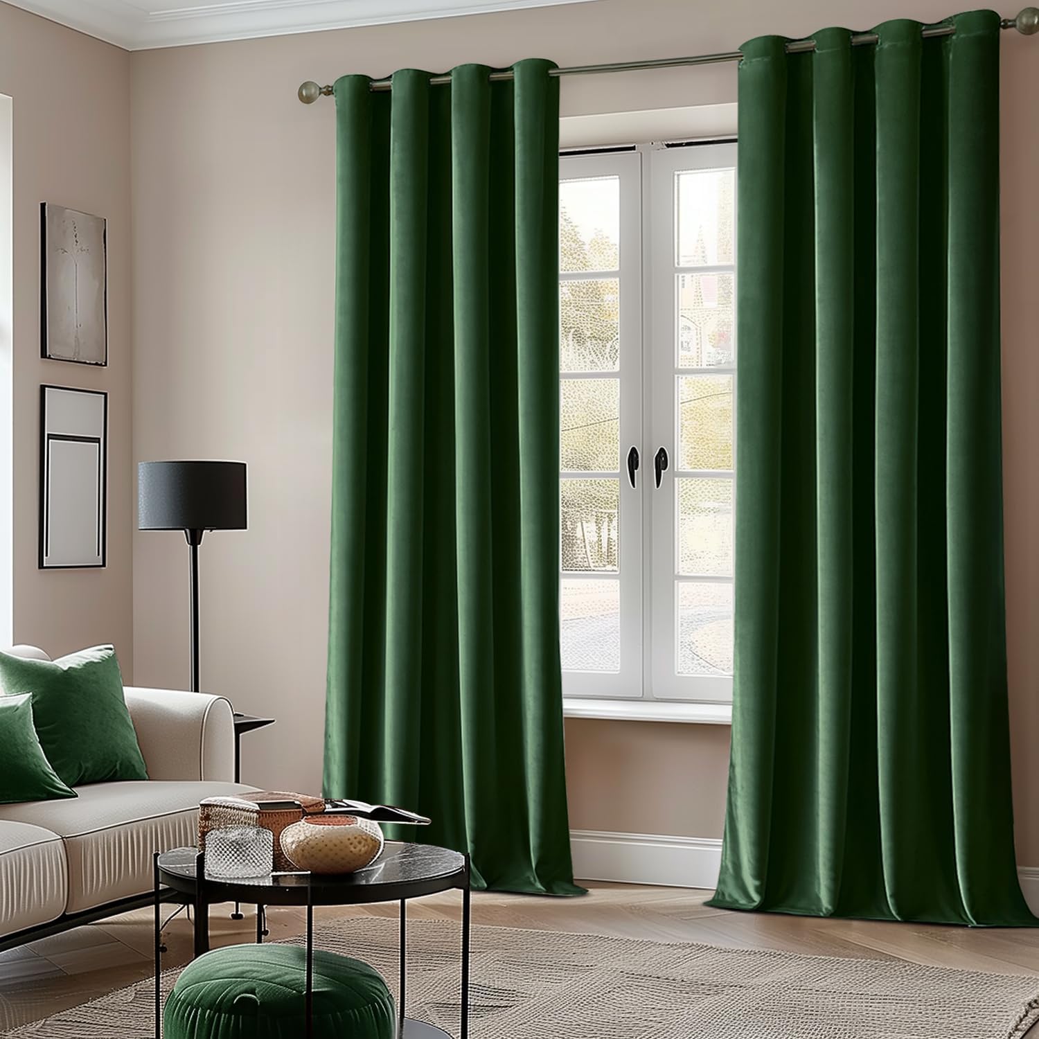 Miulee Tende Velluto Verde Scuro 140x300cm, 2 Pezzi - immagine 2