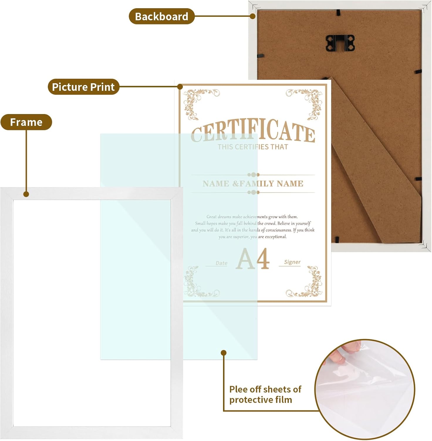 Horlimer Cornice A4 MDF - 15 Pezzi, Bianco - immagine 7