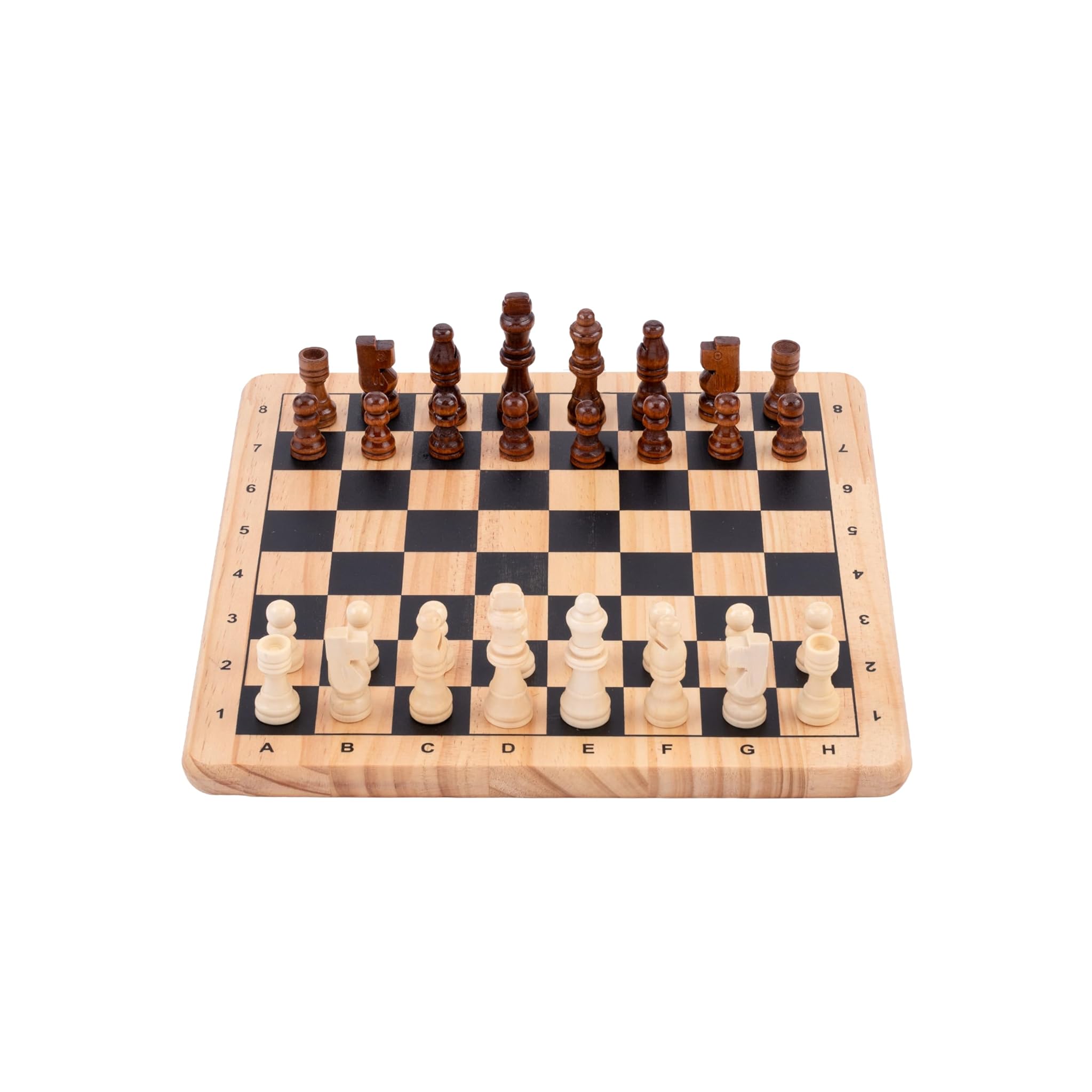 Engelhart - 150235 - Gioco di Scacchi in Legno di Betulla - Scacchiera Stampata - Giochi da Tavolo Classici - 32 Pezzi - Re 77 mm - 30 x 30 x 3 cm - Principianti - 2 Giocatori - Dai 6 Anni
