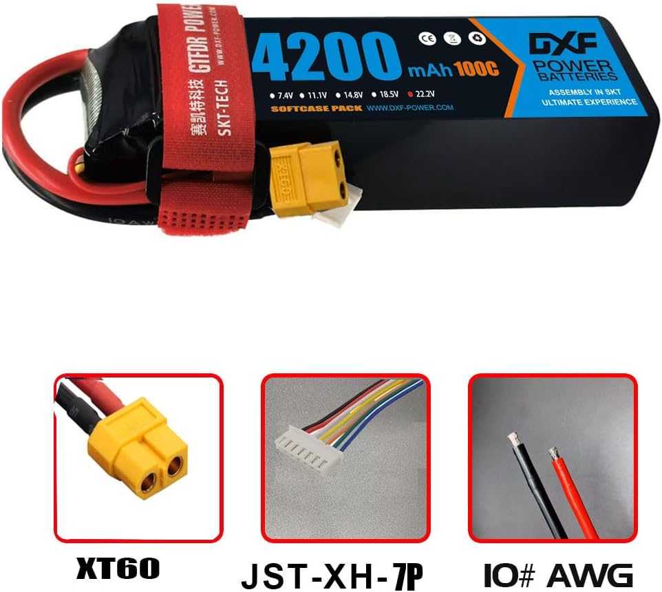 Dxf 6S RC Lipo Batteria 4200 mAh 22.2V 100C (2 pezzi) - immagine 3