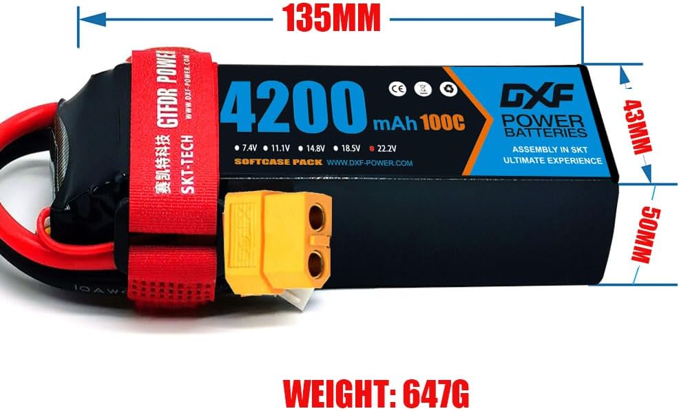 Dxf 6S RC Lipo Batteria 4200 mAh 22.2V 100C (2 pezzi) - immagine 4