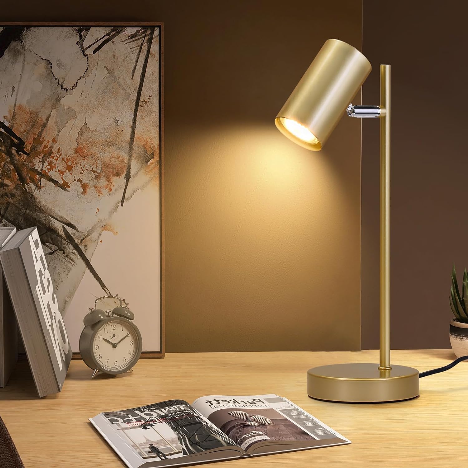 Lampada da Tavolo Girevole GU10 in Metallo, Oro - immagine 2