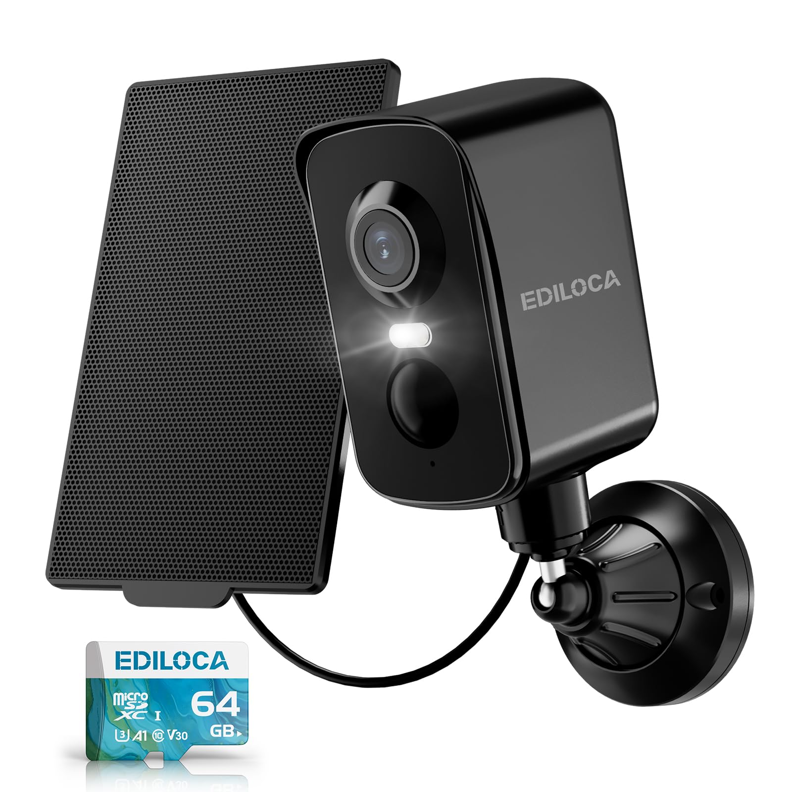 Ediloca Telecamera Wi-Fi Esterno 2K FHD con Pannello Solare