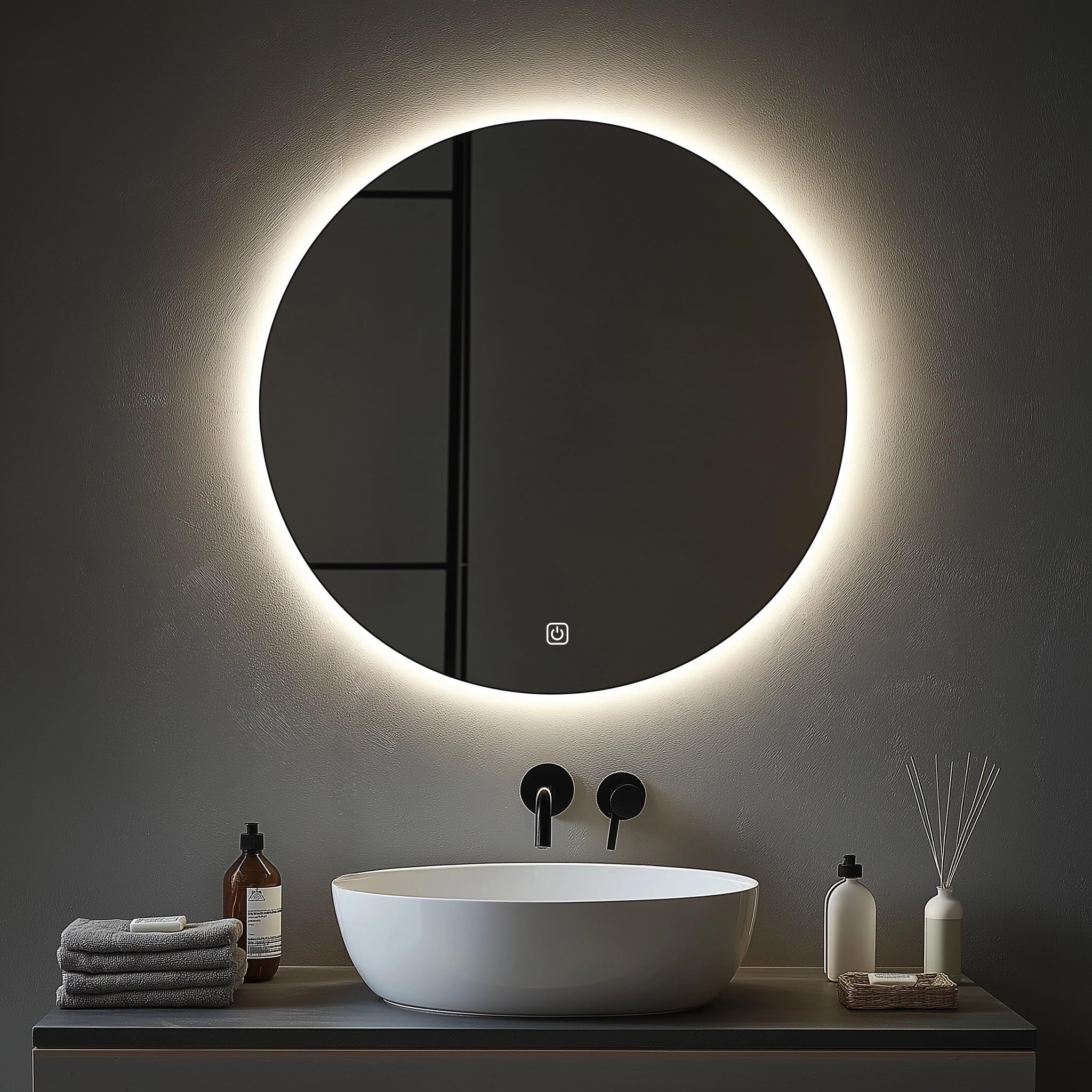 Mygiivovo Specchio da Parete Rotondo Bagno 60cm LED