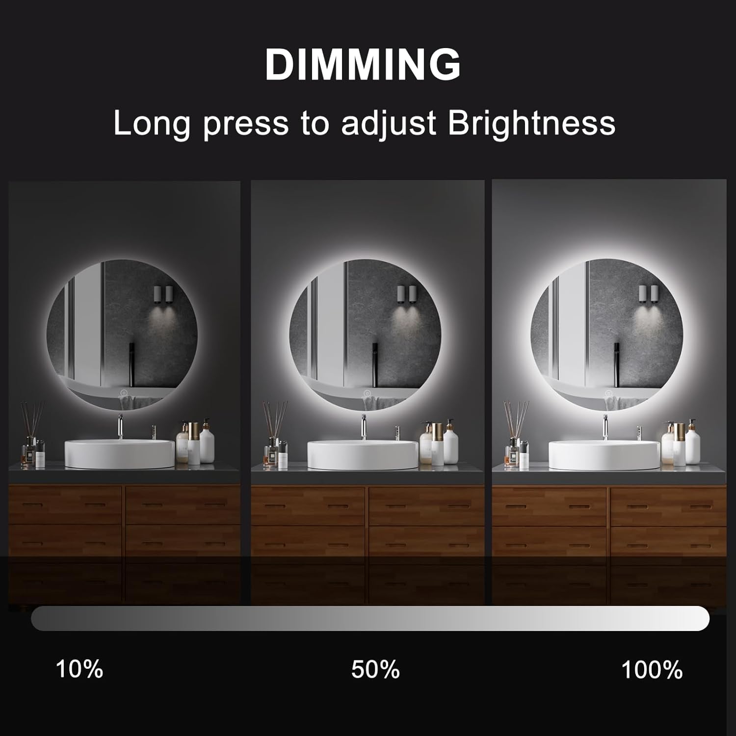 Mygiivovo Specchio da Parete Rotondo Bagno 60cm LED - immagine 6