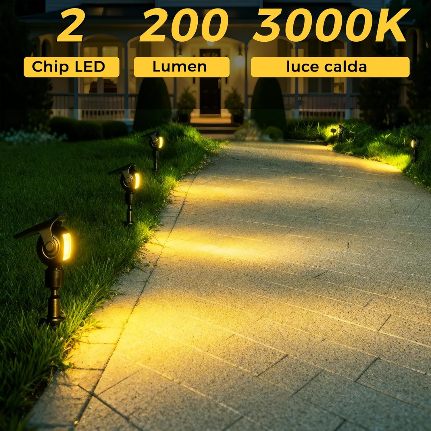 Faretti Solari LED da Giardino 200lm, 4 Pezzi - immagine 2