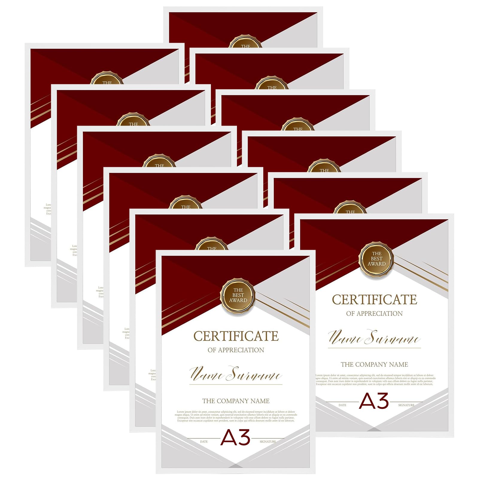 Giftgarden Cornice A3 Bianca in PVC - Set di 12