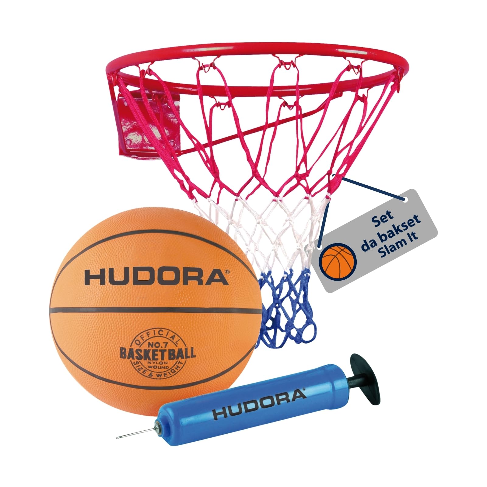Hudora Set Basketball Slam It - Cesto, Palla e Pompa