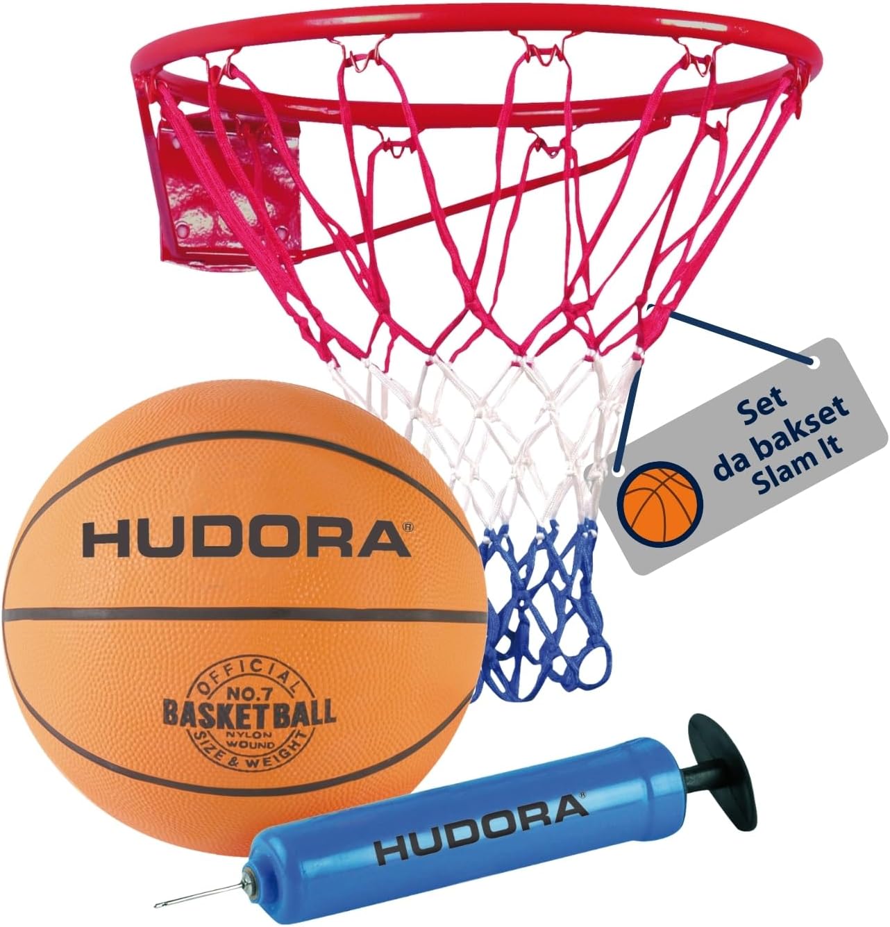 Hudora Set Basketball Slam It - Cesto, Palla e Pompa - immagine 1