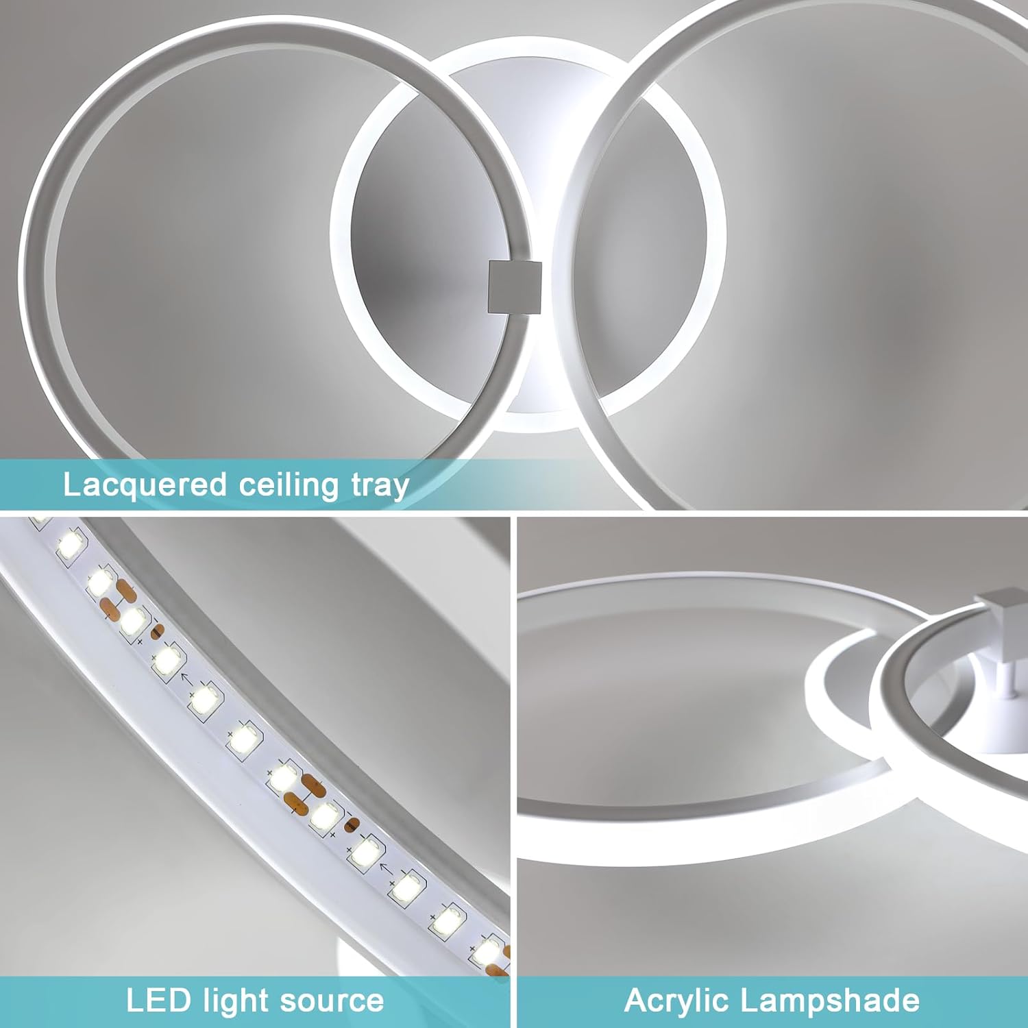 Delipop Plafoniera Led Soffitto Moderna 42W 52cm, Bianca - immagine 3