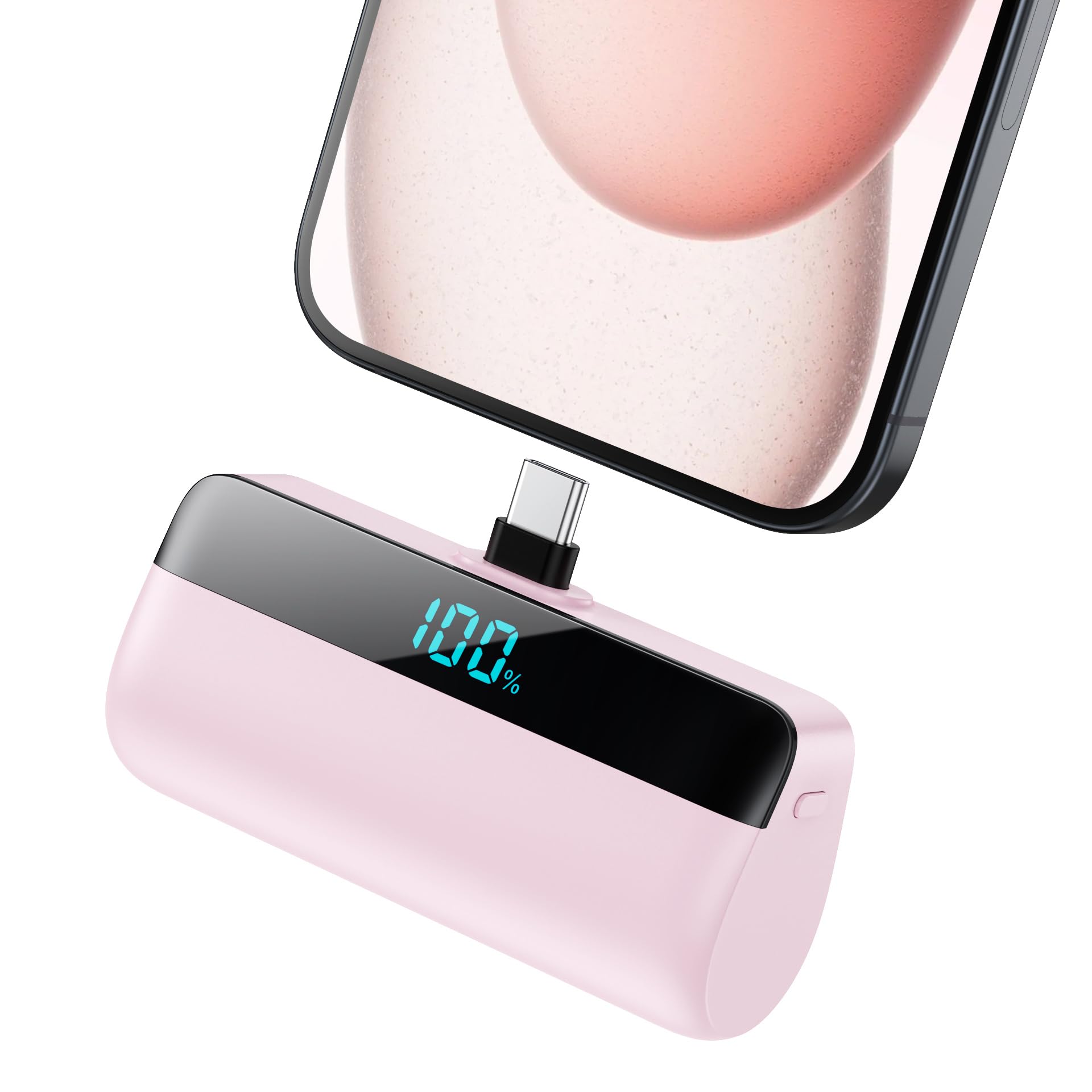 Feob Mini Power Bank USB C 5200mAh per iPhone 16/15, Rosa