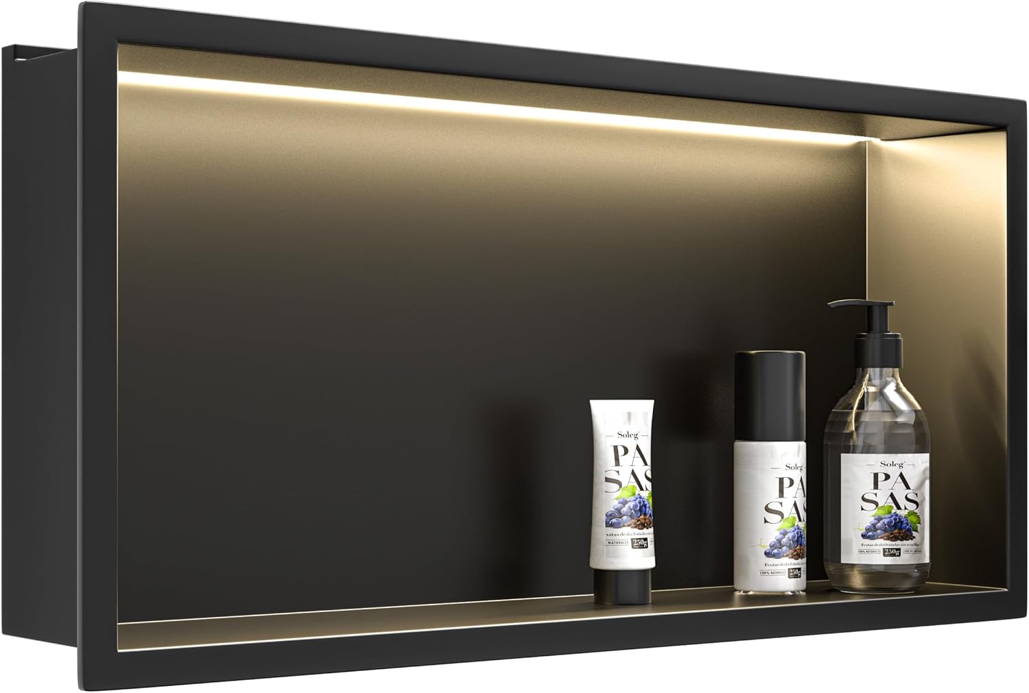 Doccia a muro in acciaio inox con striscia LED