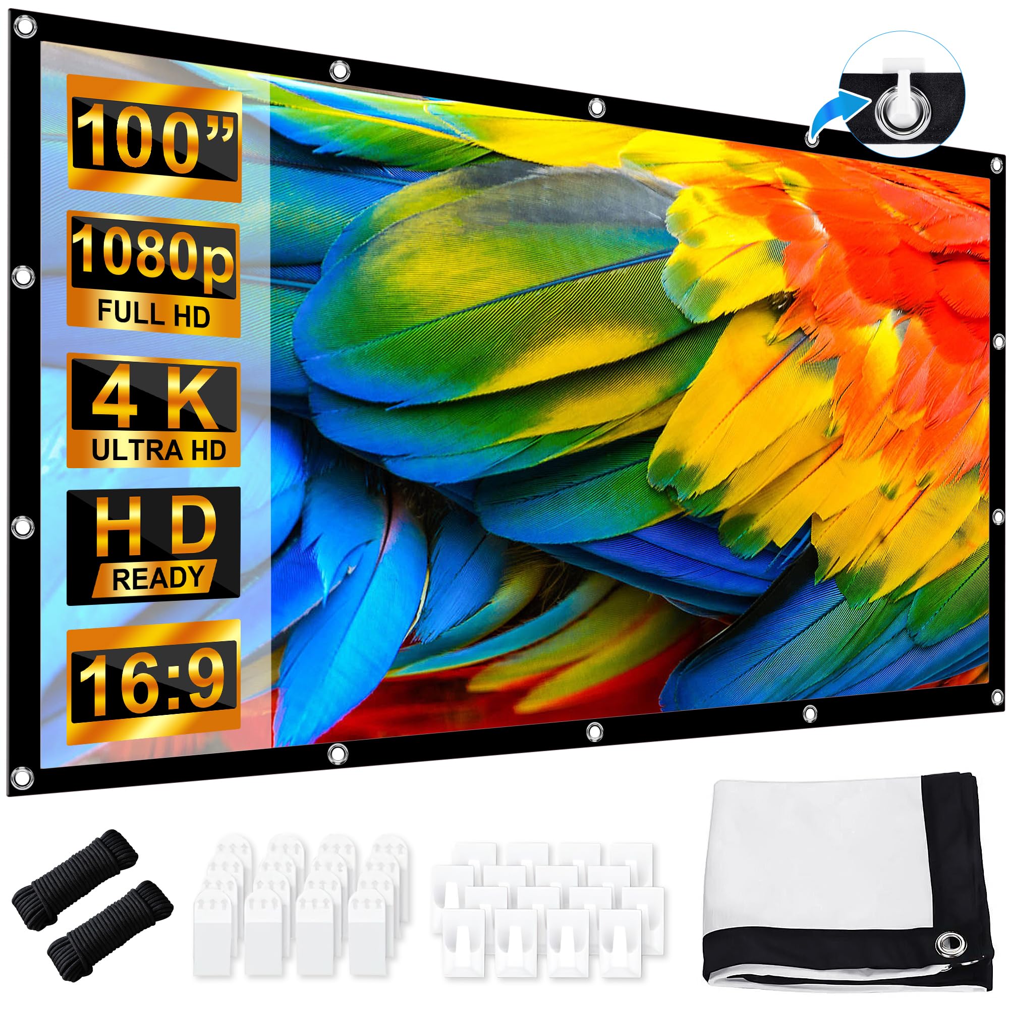 Leorfi Schermo Proiettore Portatile 100 Pollici 4K Full HD