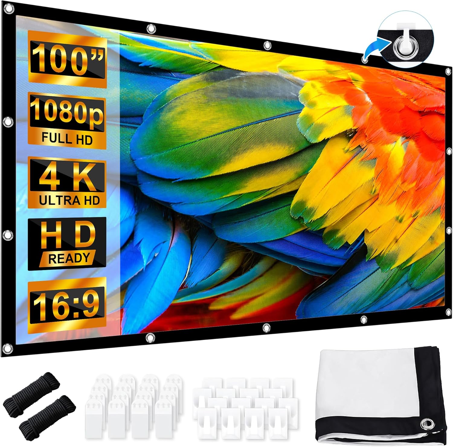 Leorfi Schermo Proiettore Portatile 100 Pollici 4K Full HD - immagine 1