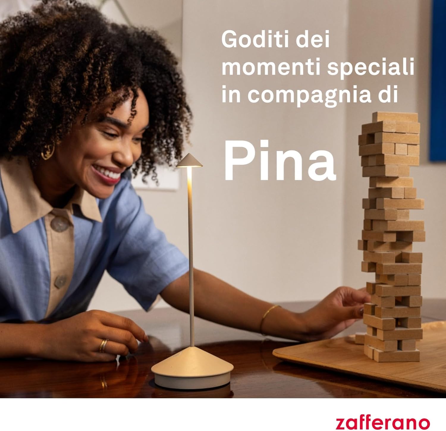 Zafferano Lampada Pina da Tavolo Ricaricabile, Bianco Opaco - immagine 8