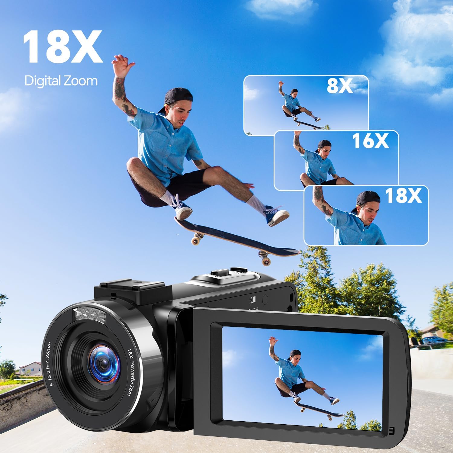 Videocamera 4K 42MP Vlog Camera con Zoom 18x - immagine 3