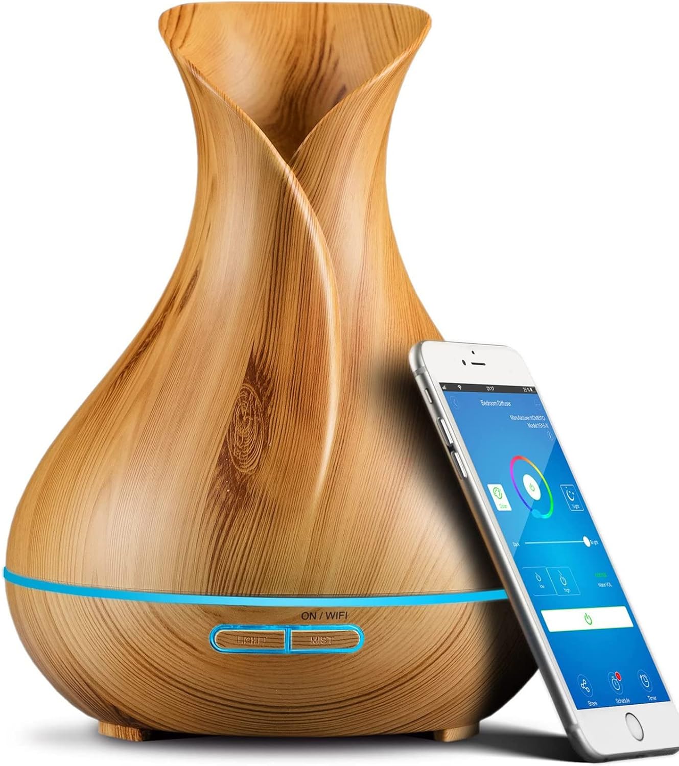Alexa Diffusore Oli Essenziali WiFi 500ml, Legno Chiaro