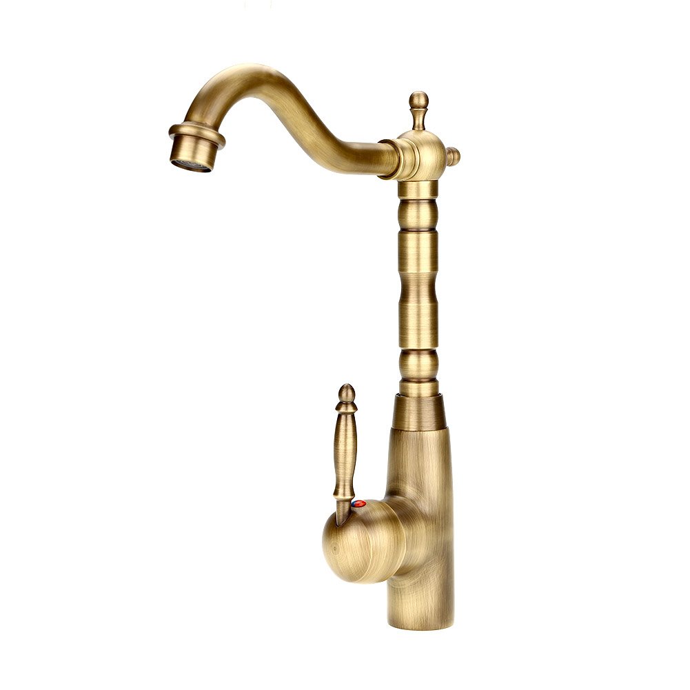 Antico Rubinetto da Cucina Monocomando in Ottone Massiccio