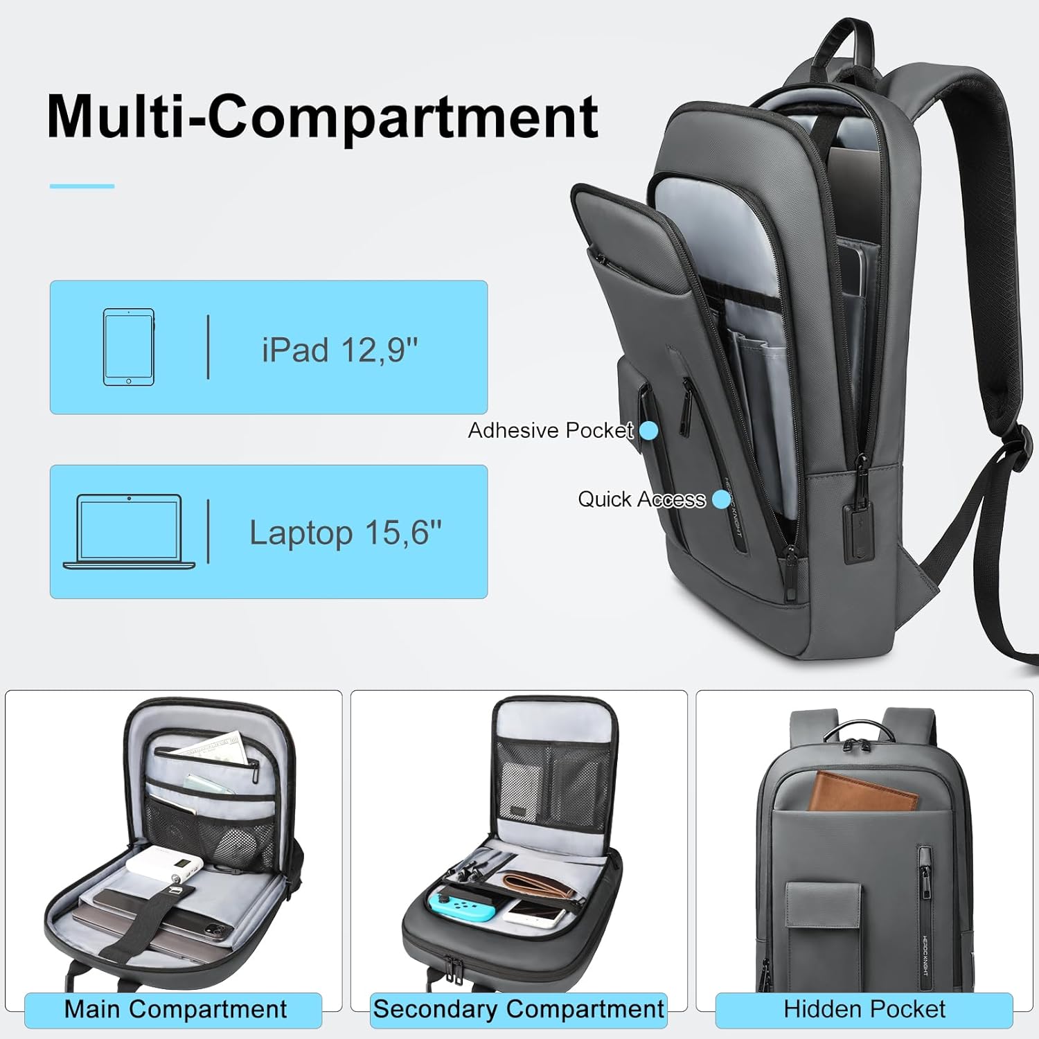 HEROIC KNIGHT Zaini per laptop da uomo - immagine 3