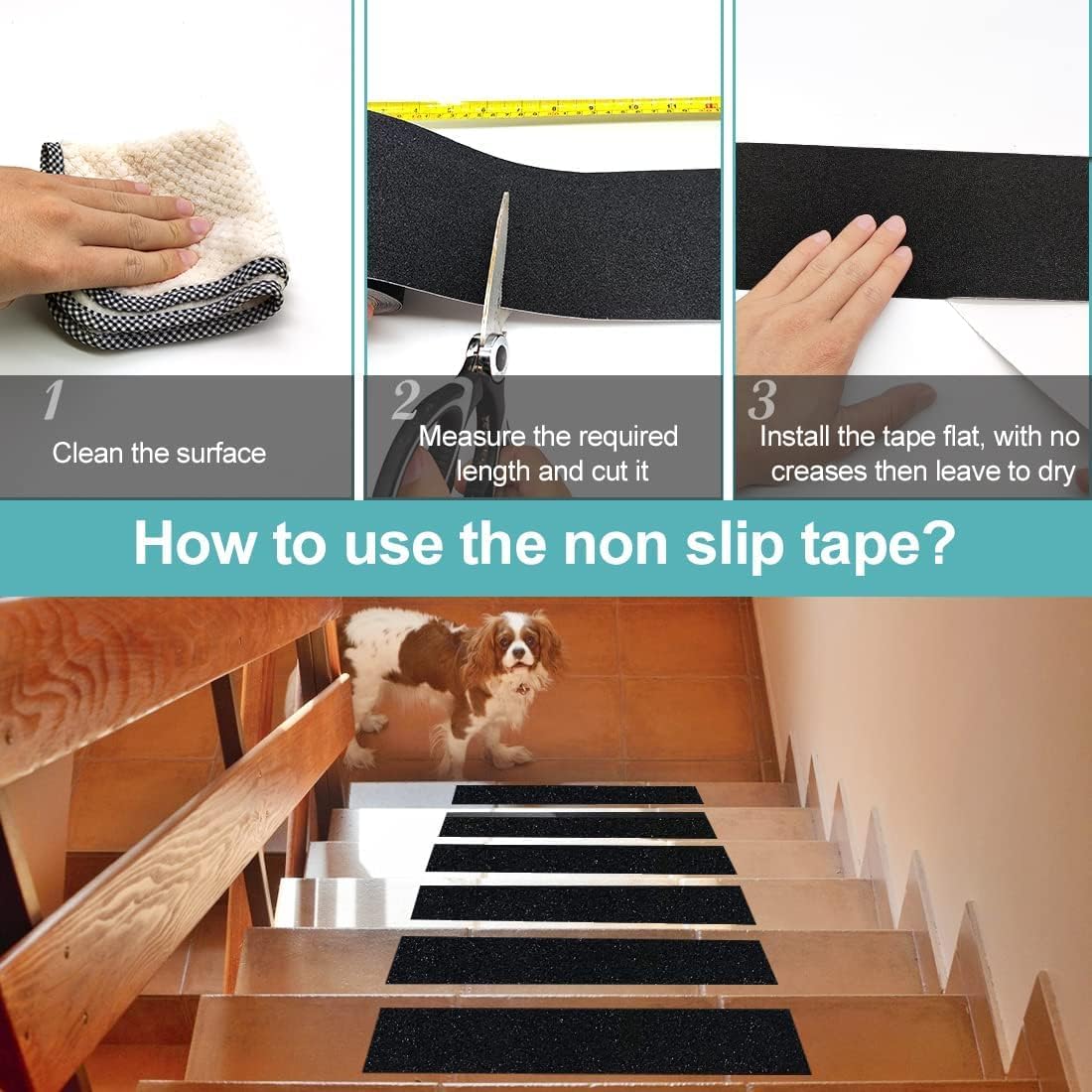 Nastro di Sicurezza Antiscivolo 20 cm x 10 m, Nero - immagine 4