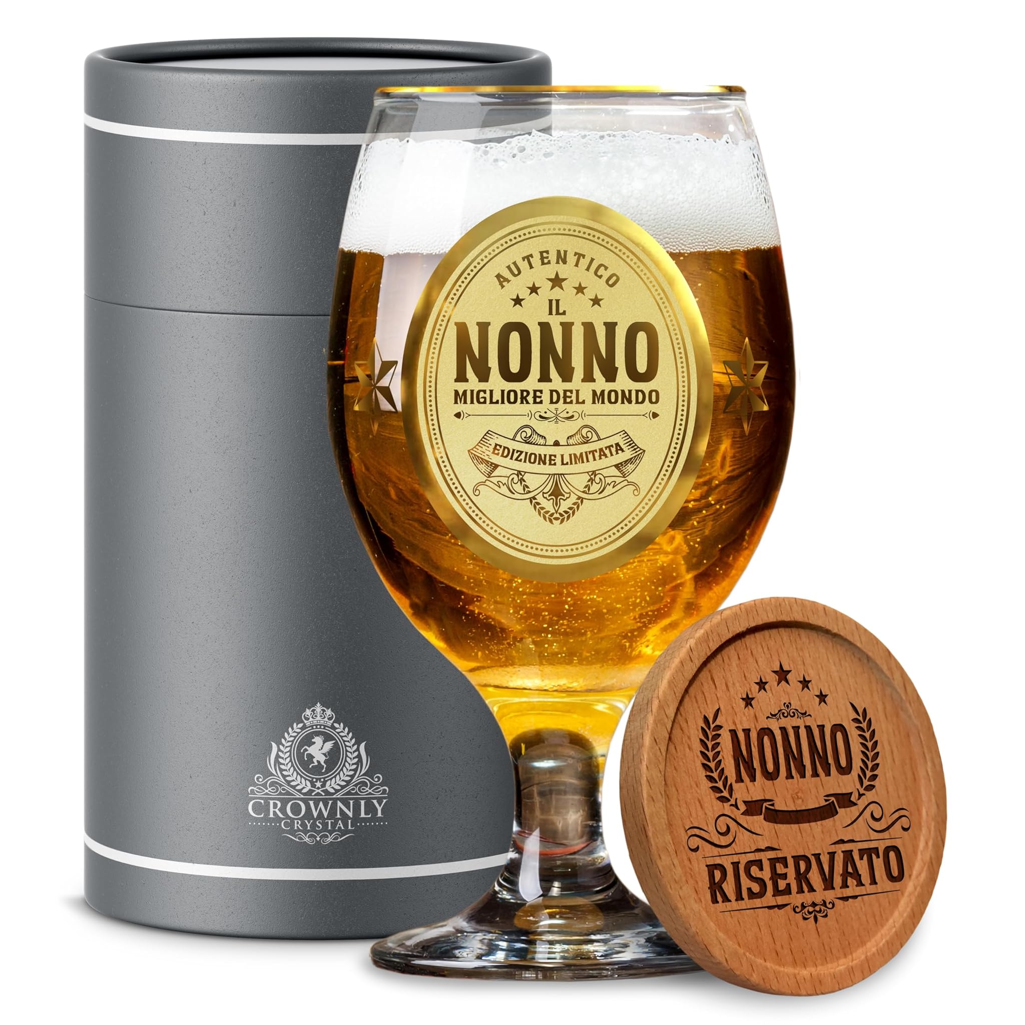 Crownly Crystal® Bicchiere Birra Personalizzato Nonno