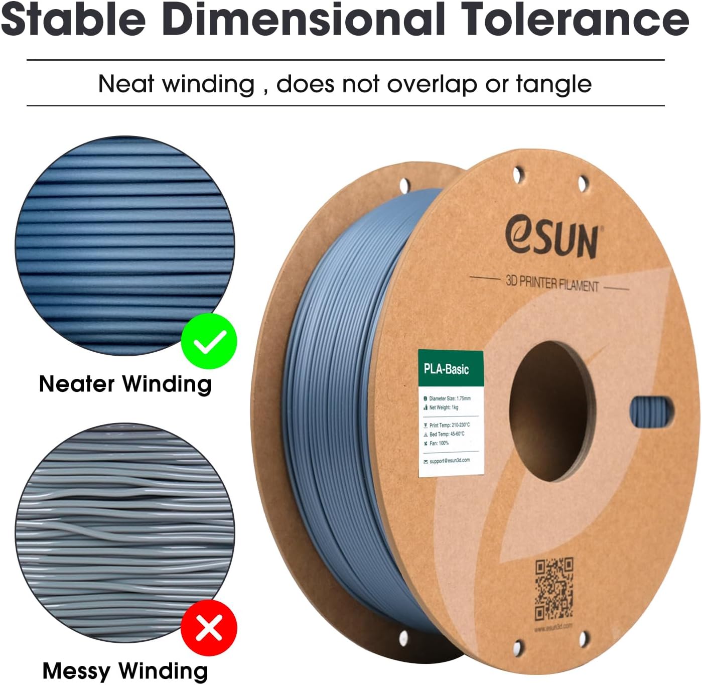 Esun Filamento PLA 1,75 mm per Stampanti 3D 1kg, Grigio - immagine 2