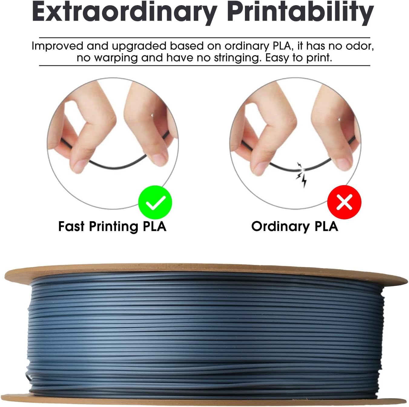 Esun Filamento PLA 1,75 mm per Stampanti 3D 1kg, Grigio - immagine 3