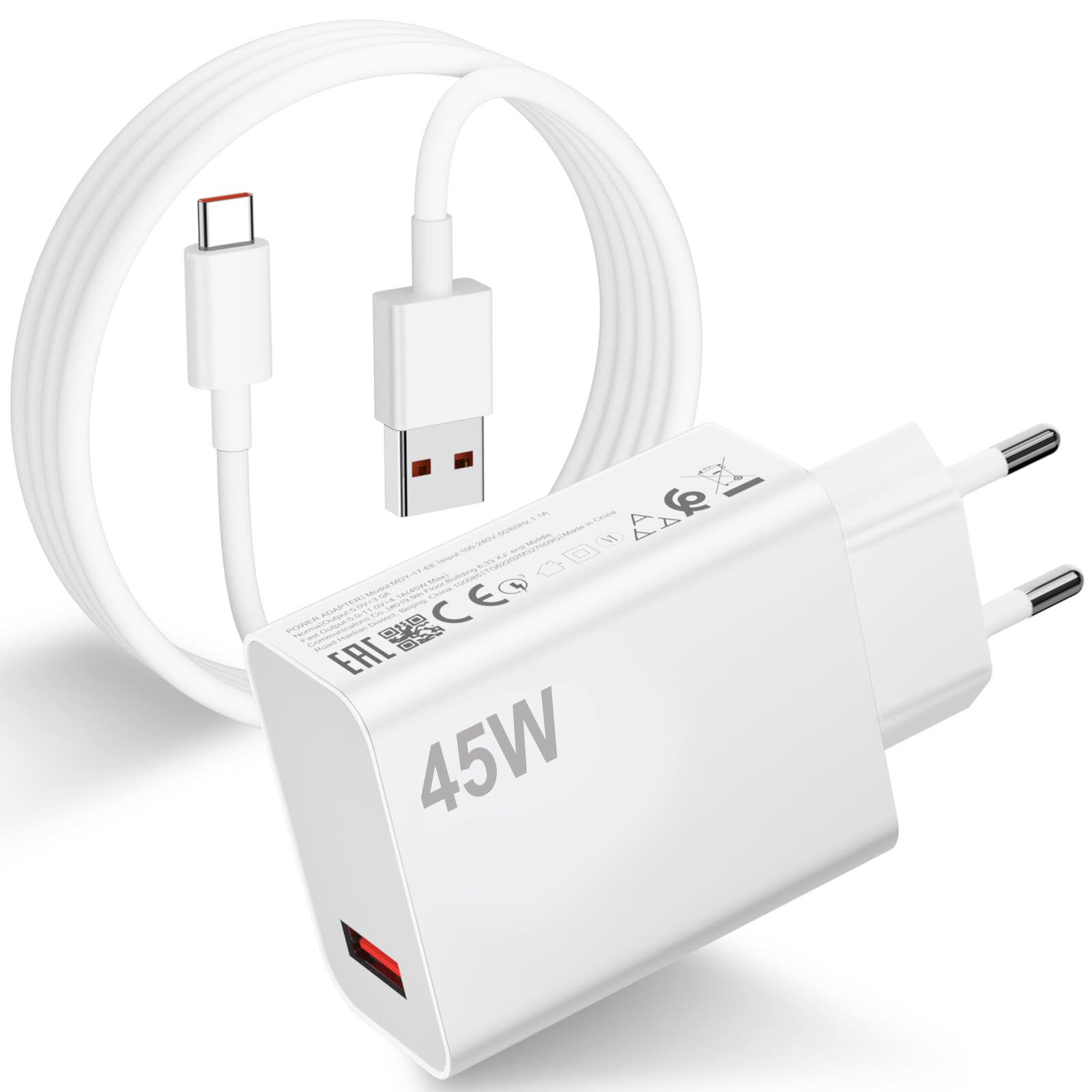 Caricabatterie 45W Turbo con Cavo USB C 1M per Xiaomi