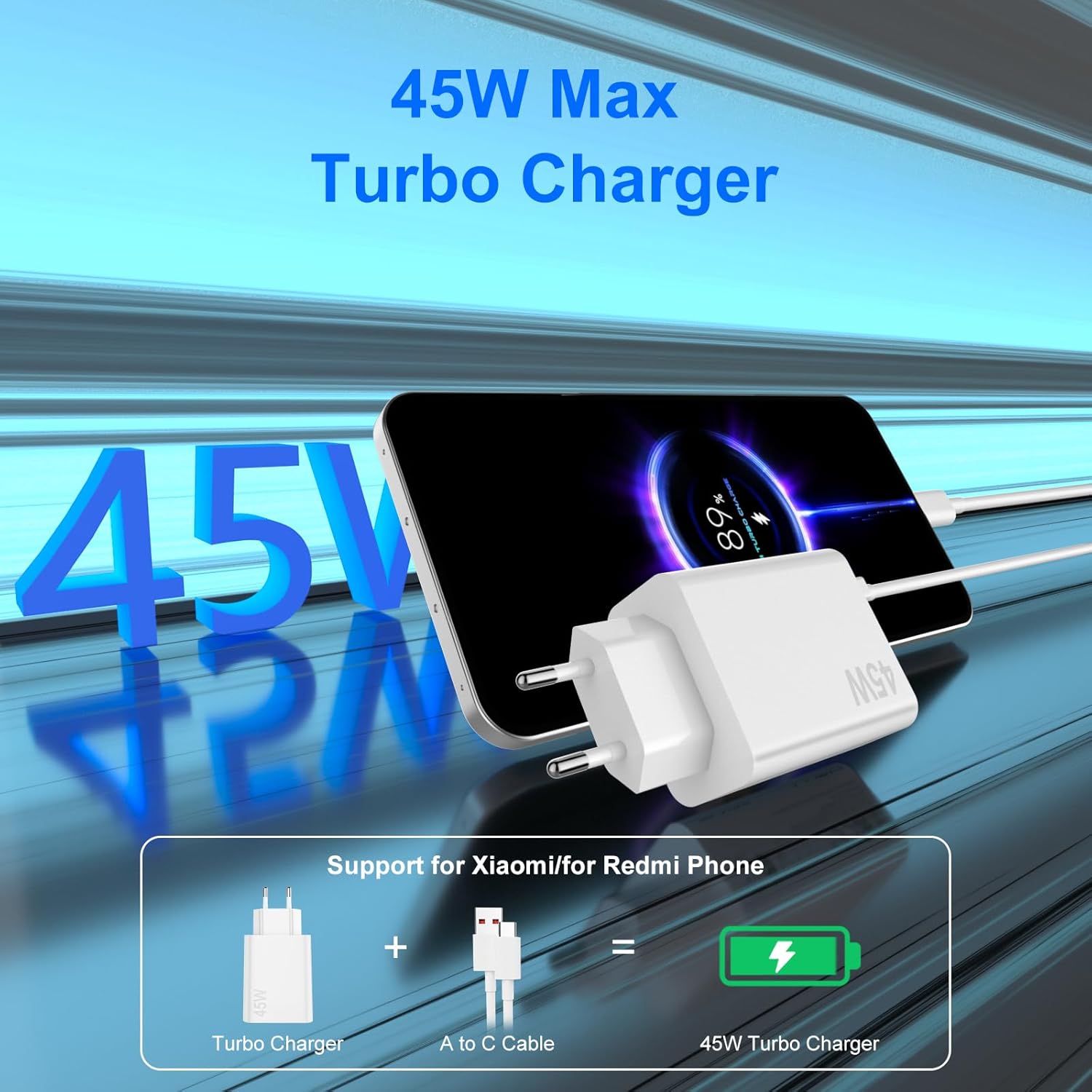 Caricabatterie 45W Turbo con Cavo USB C 1M per Xiaomi - immagine 2