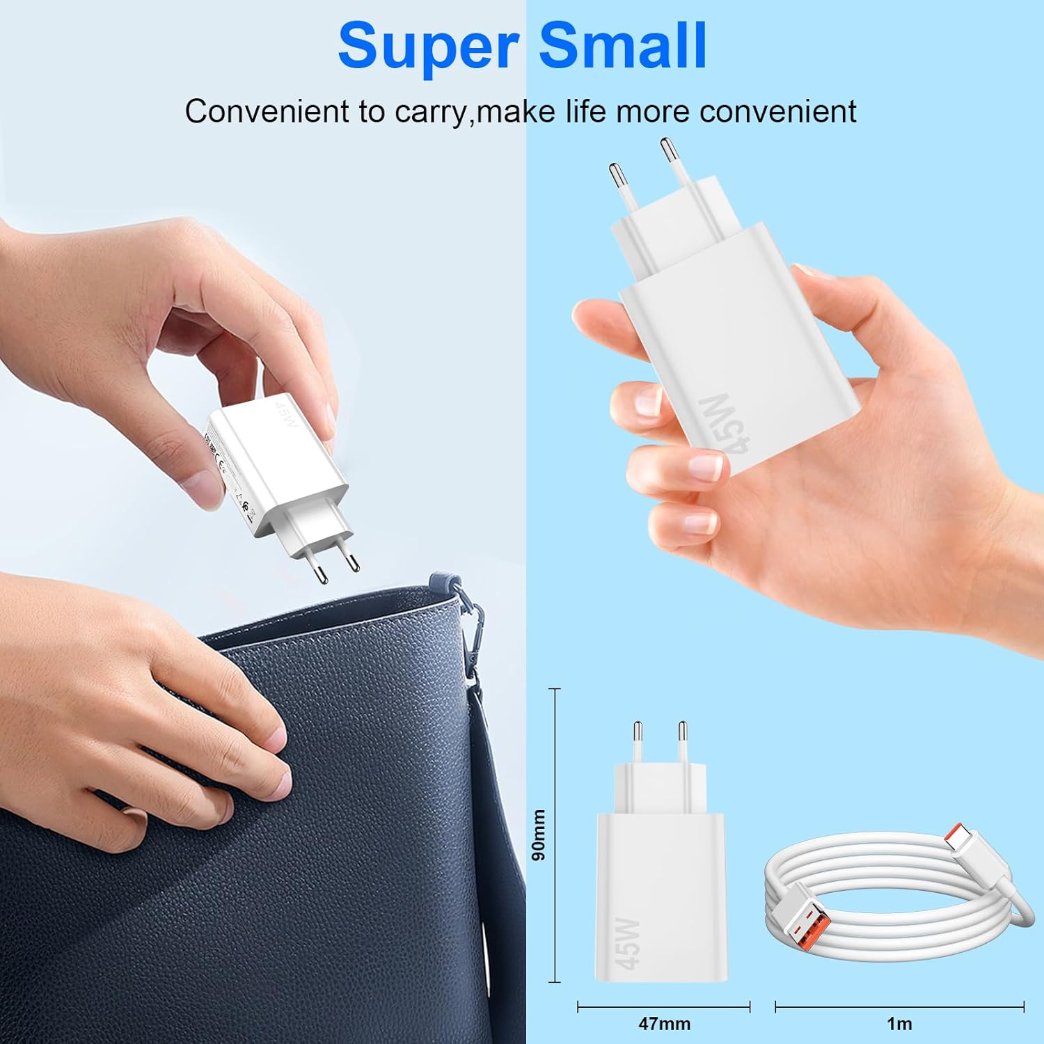 Caricabatterie 45W Turbo con Cavo USB C 1M per Xiaomi - immagine 3