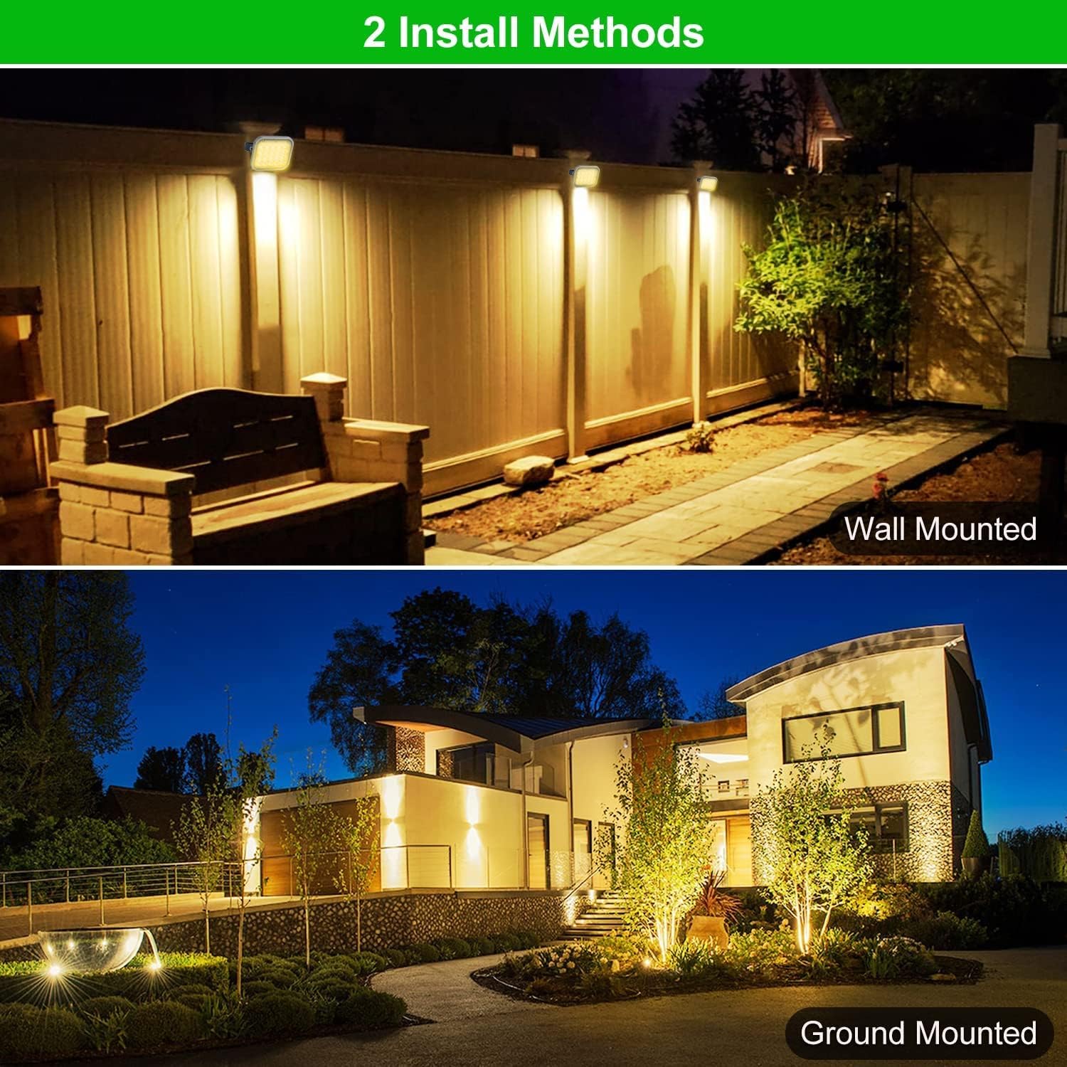 Faretti Solari a LED da Esterno 3000K, 2 Pezzi - immagine 3