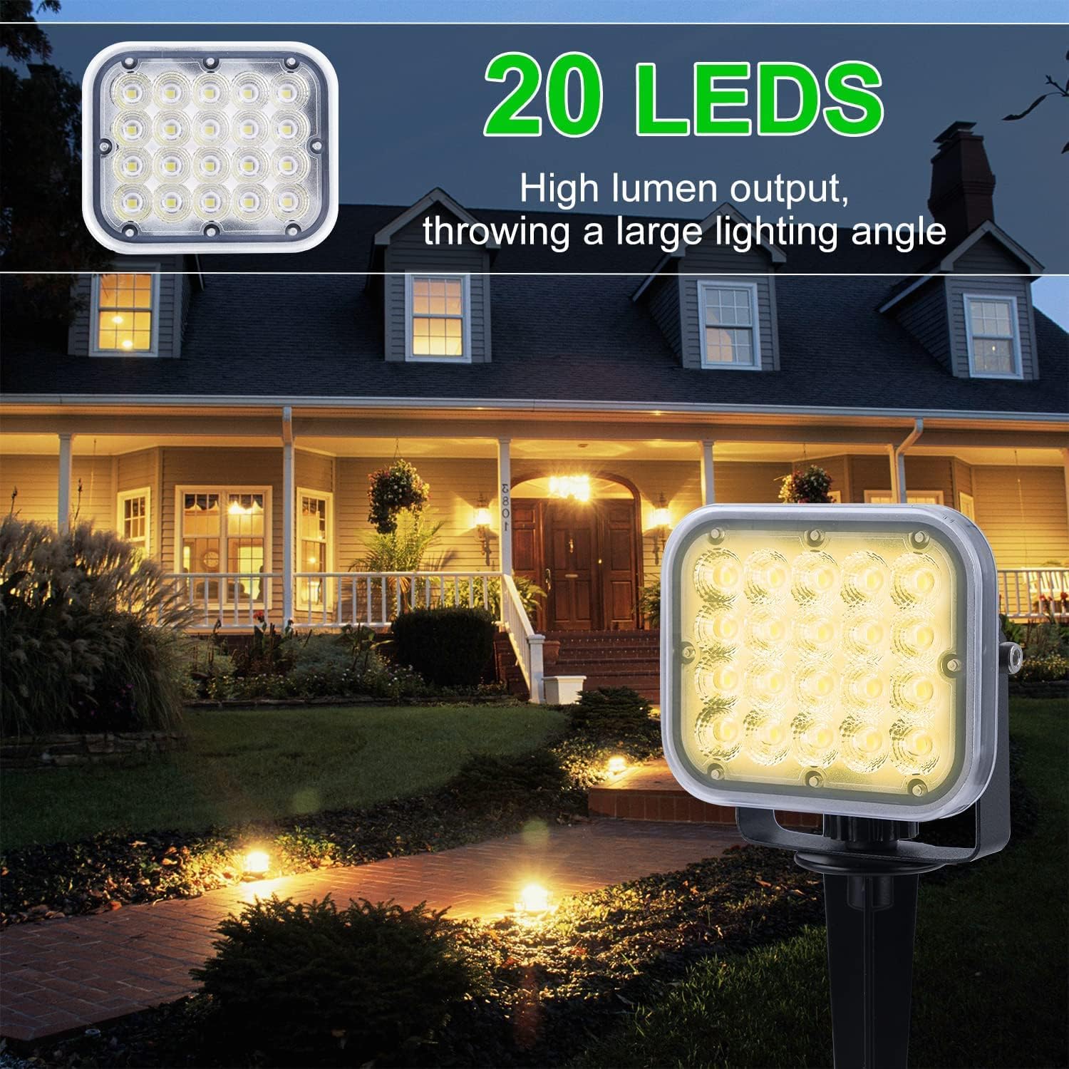 Faretti Solari a LED da Esterno 3000K, 2 Pezzi - immagine 6