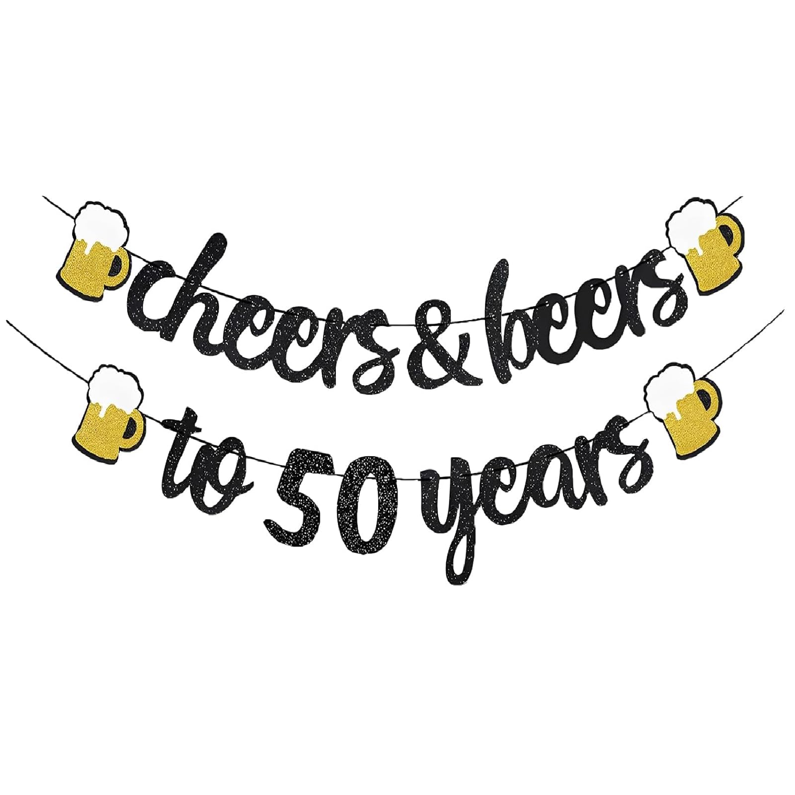 Decorazione 50° Compleanno Nera e Oro con Glitter