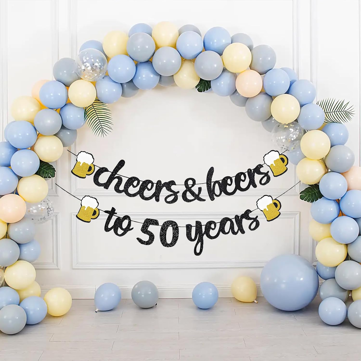 Decorazione 50° Compleanno Nera e Oro con Glitter - immagine 4