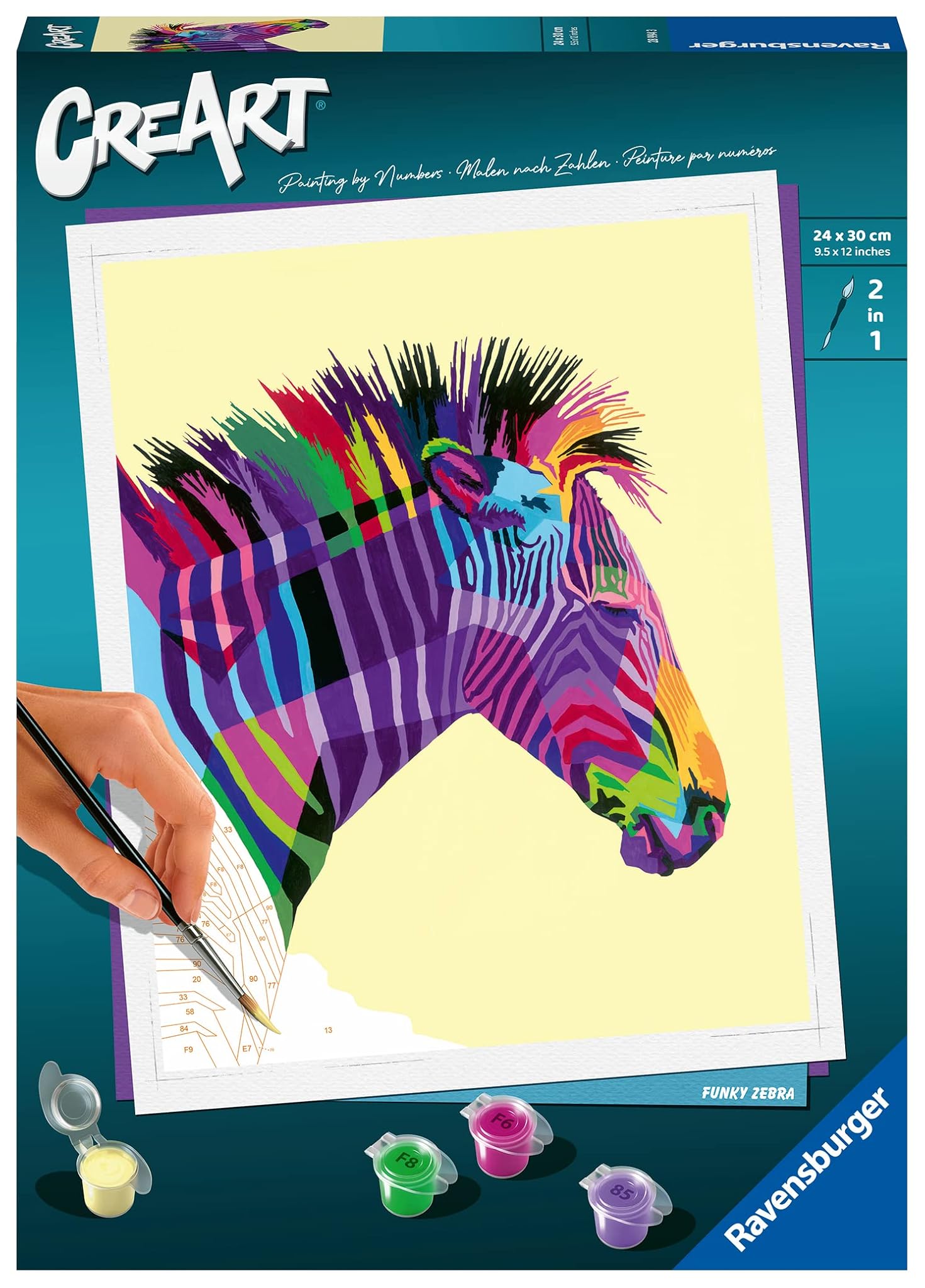 Ravensburger - Creart Adulti Zebra | Dipingere Con I Numeri Adulti | Paint By Numbers | Quadro Da Dipingere Con Numeri Include Vernice