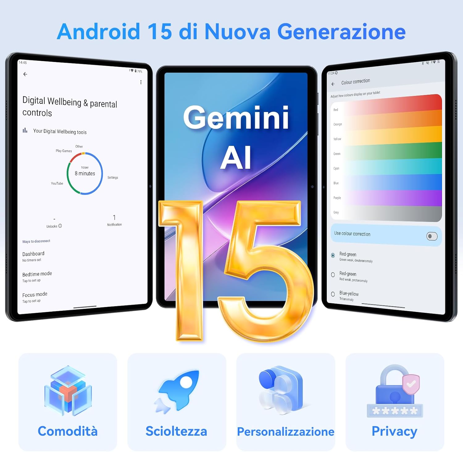 Tabwee T80 Android 15 Tablet con Tastiera 10" - immagine 3