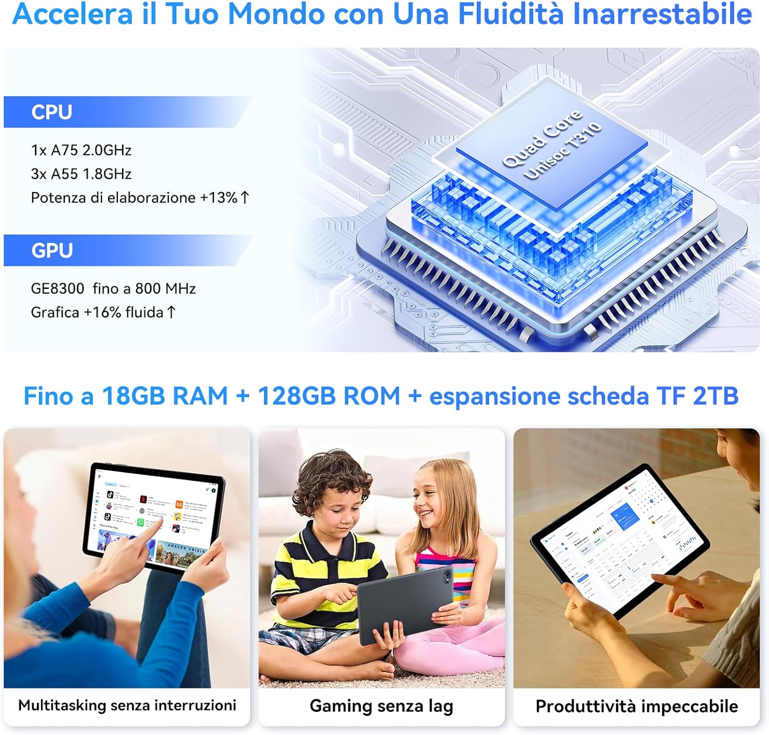 Tabwee T80 Android 15 Tablet con Tastiera 10" - immagine 5