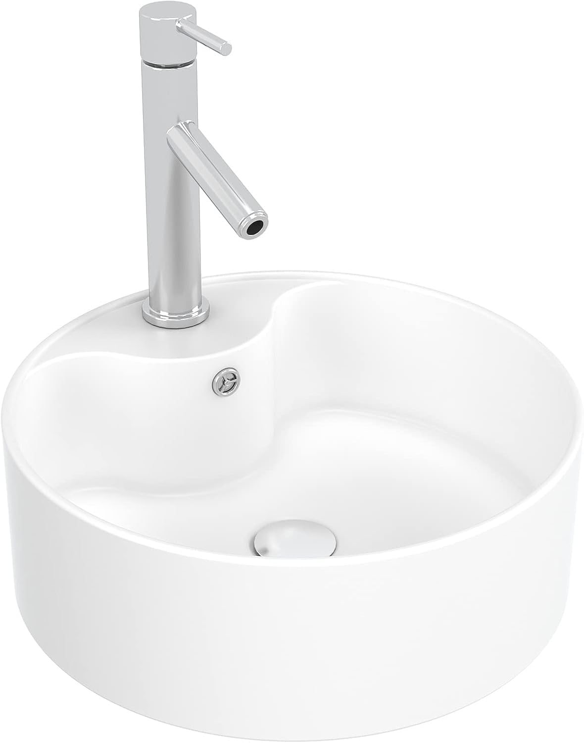 Lavabo rotondo in ceramica diametro 41 cm altezza 14.5 cm ROLL ON