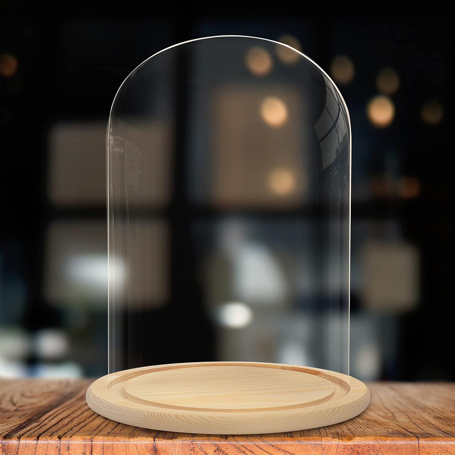 BELLE VOUS Campana di Vetro con Base in Legno - 31,5 cm - immagine 5