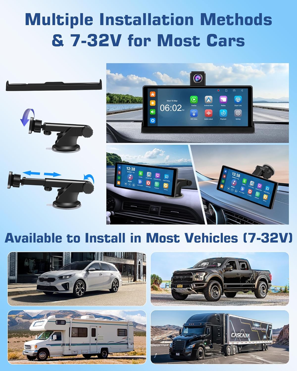 Carplay Android Auto Display Wireless con Dashcam 4K - immagine 7