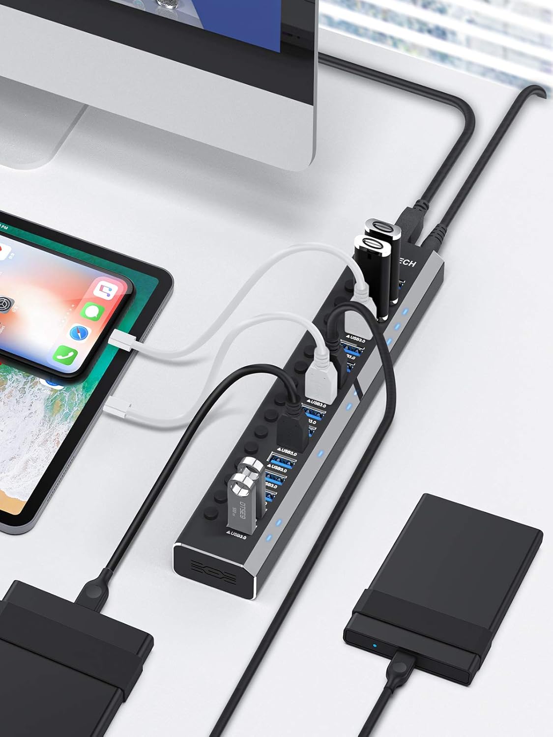 Rshtech Hub USB 3.0 Alimentato 16 Porte in Alluminio - immagine 2