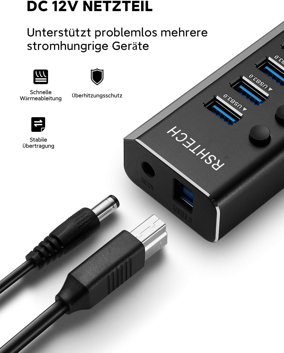 Rshtech Hub USB 3.0 Alimentato 16 Porte in Alluminio - immagine 4