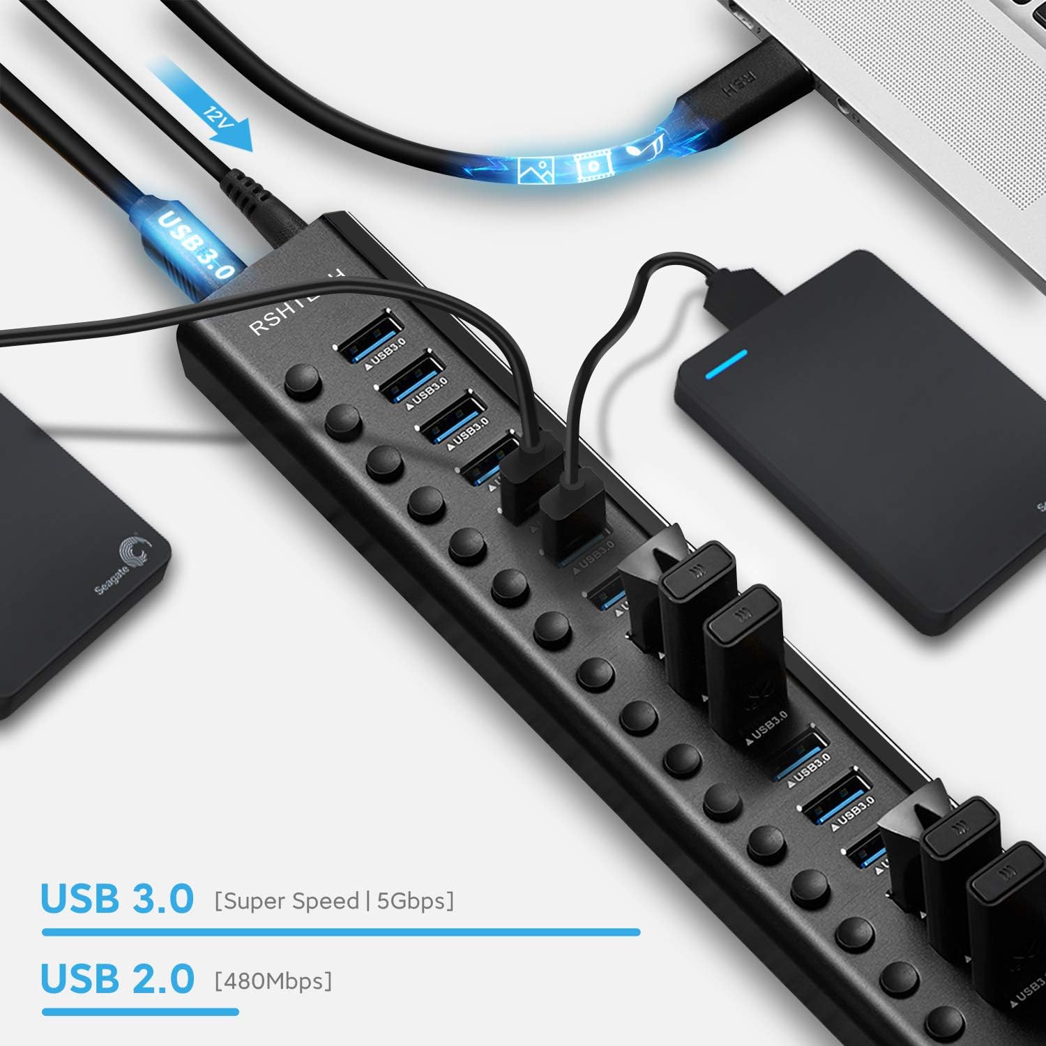 Rshtech Hub USB 3.0 Alimentato 16 Porte in Alluminio - immagine 8