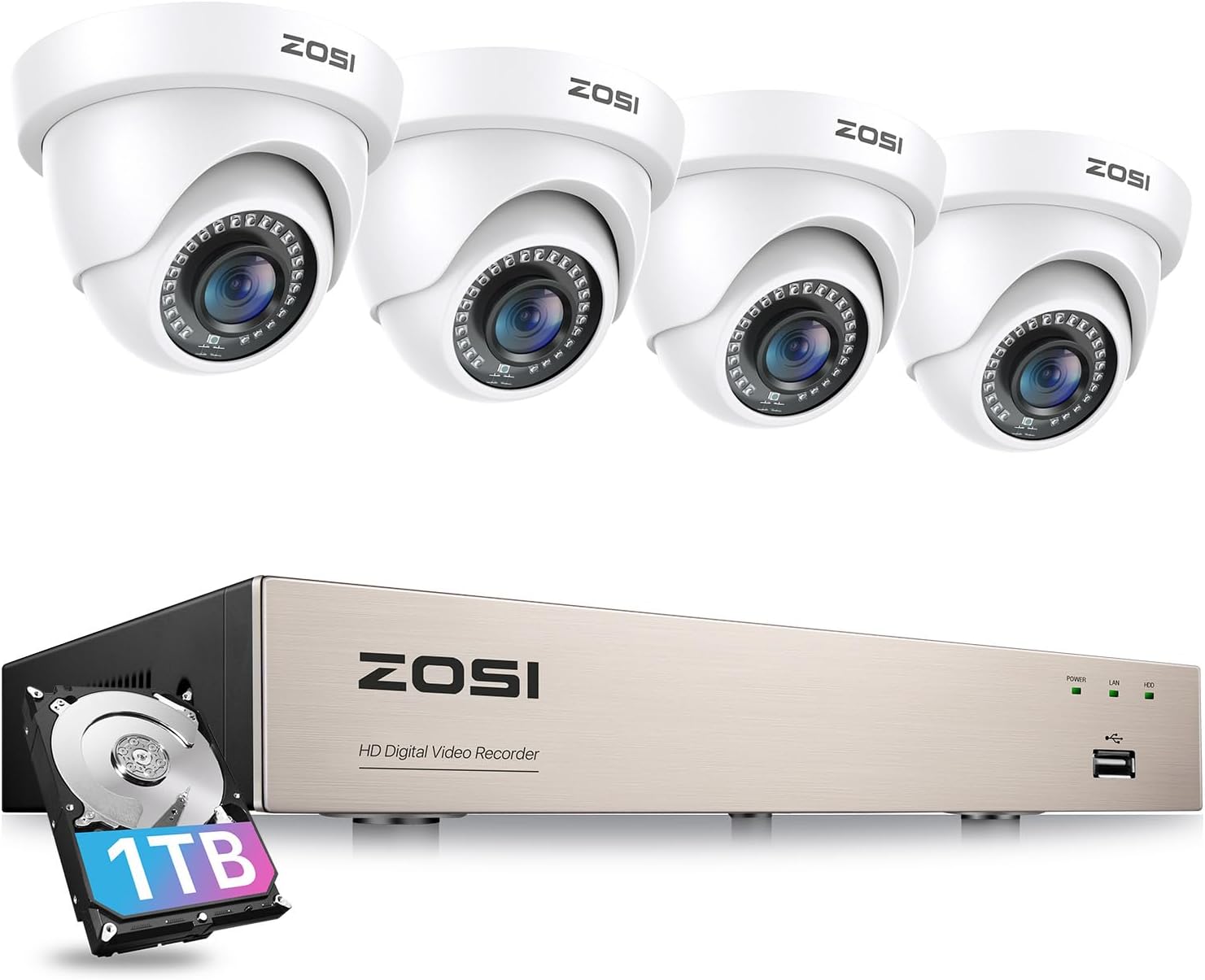 Zosi Kit Videosorveglianza 1080P 8CH H.265+ 1TB DVR