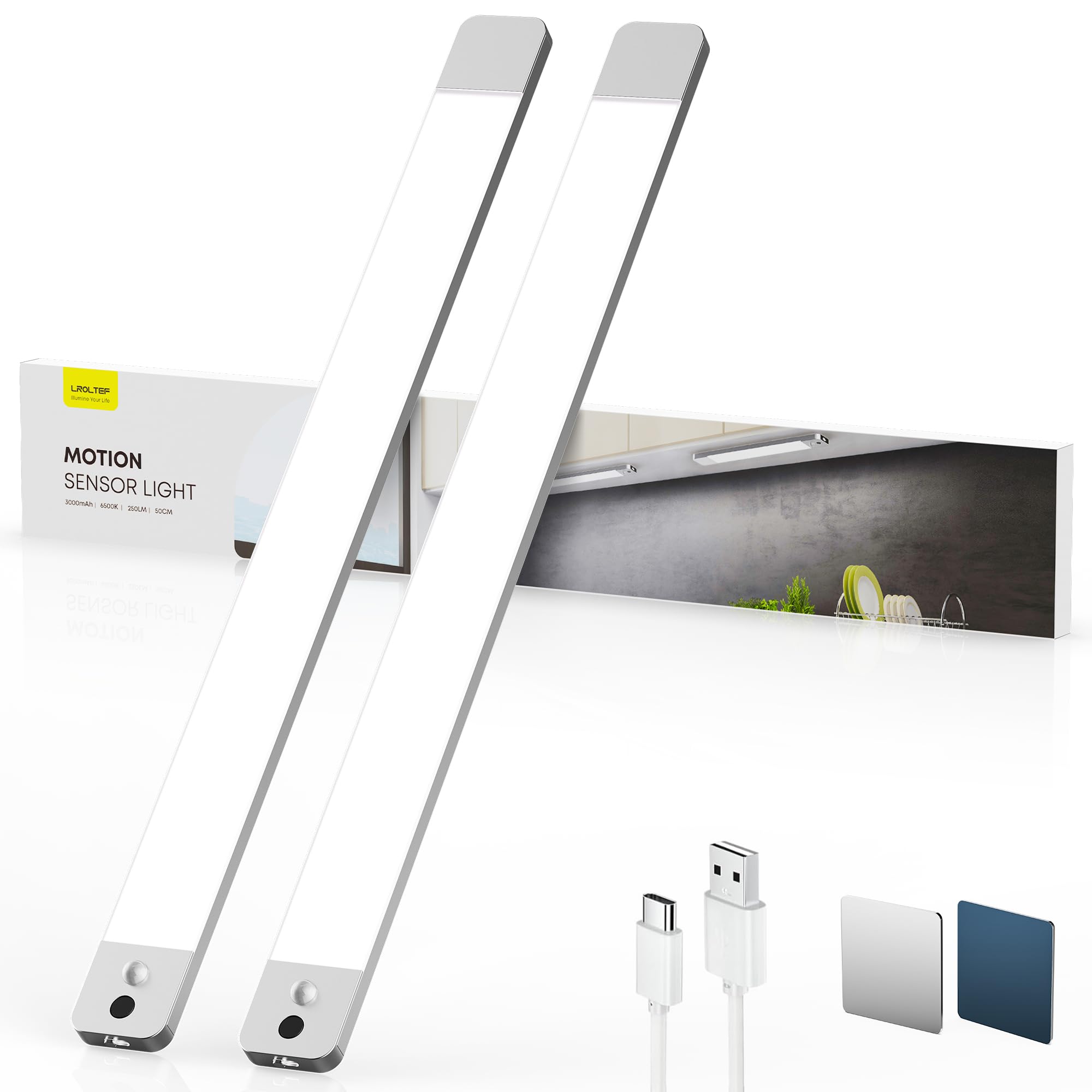 Lroltef Luce LED Sottopensile Cucina 50CM, 2 Pezzi