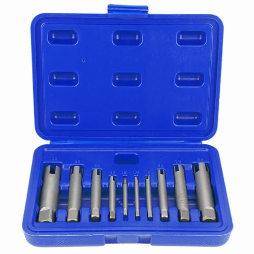 Tyenaza 10 Pezzi Estrattore di Rubinetto Rotto, Kit Estrattore Vite Spanata Acciaio con Scatola per M4, M5, M6, M8, M10, M12, M14, M16, M20, M22